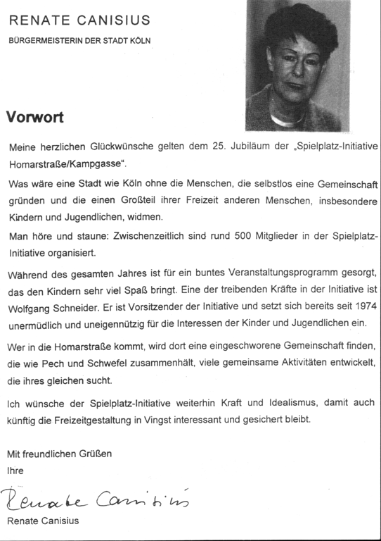 Vorwort zur Festschrift von Renate Canisius - Vorsitzende vom DRK Klle