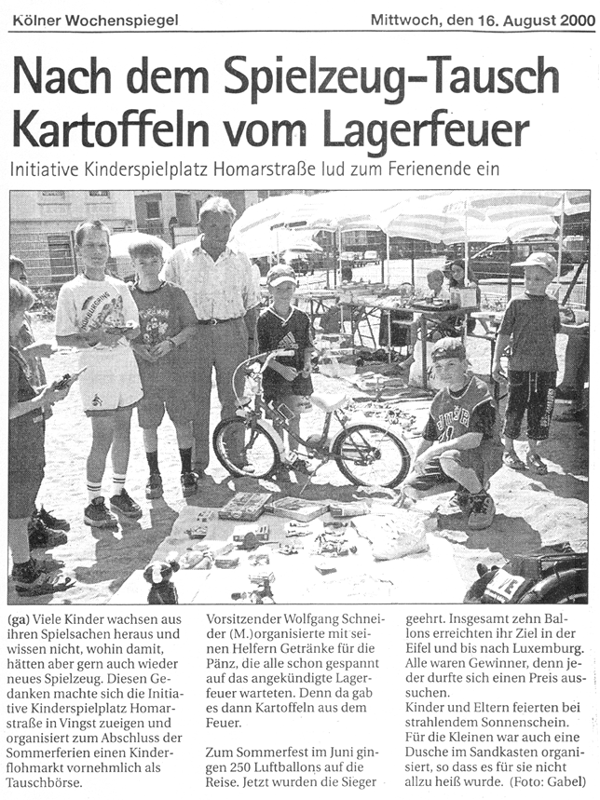 "Nach den Ferien - Aktion Spielzeugtausch mit anschliessendem Kartoffelgrillen"